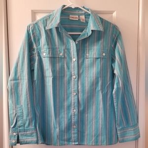 Chico's Striped Button Down Top